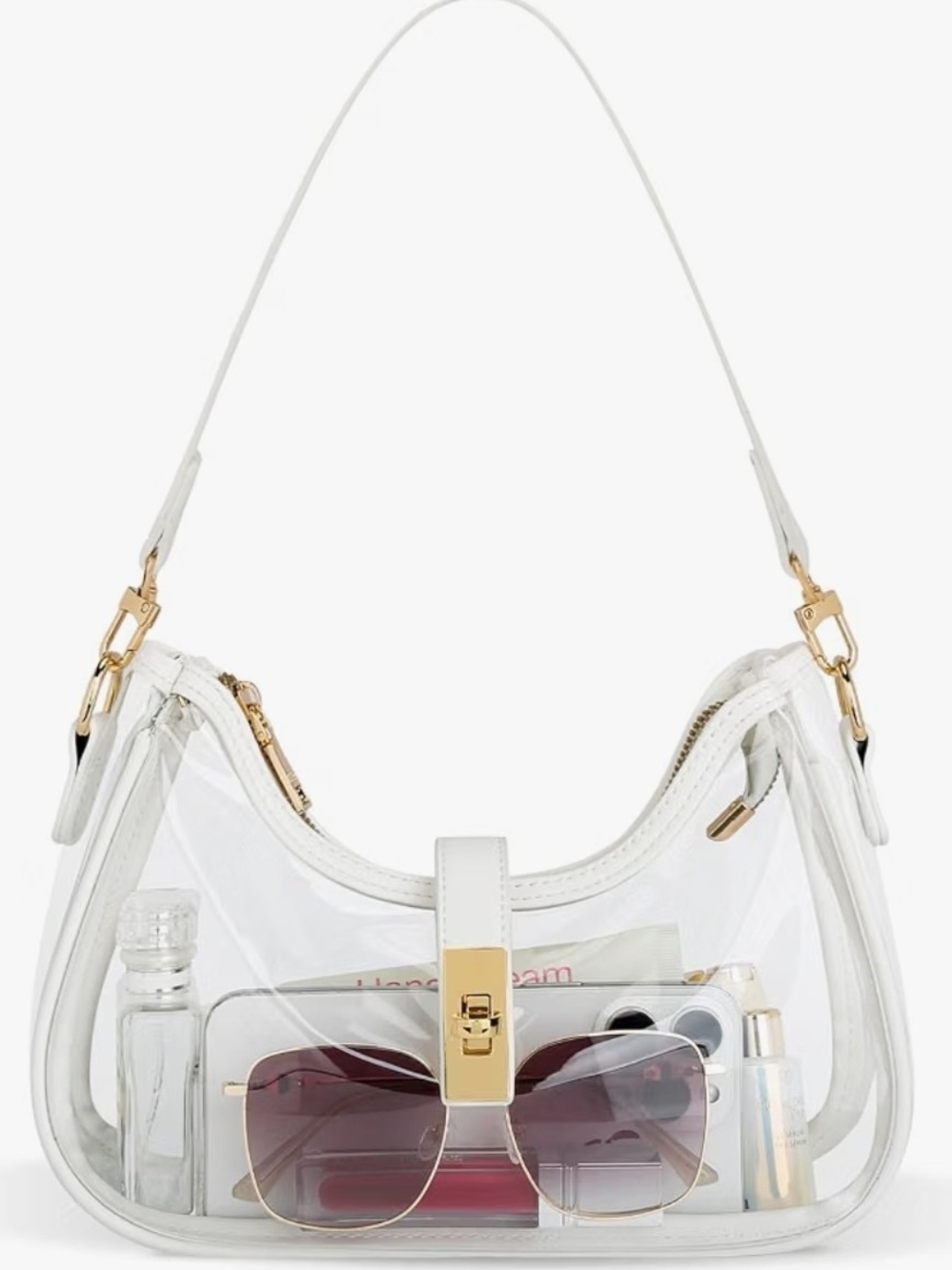 Retro Clear Clutch  Bag Small Crossbody Purse with Zipper Closure
